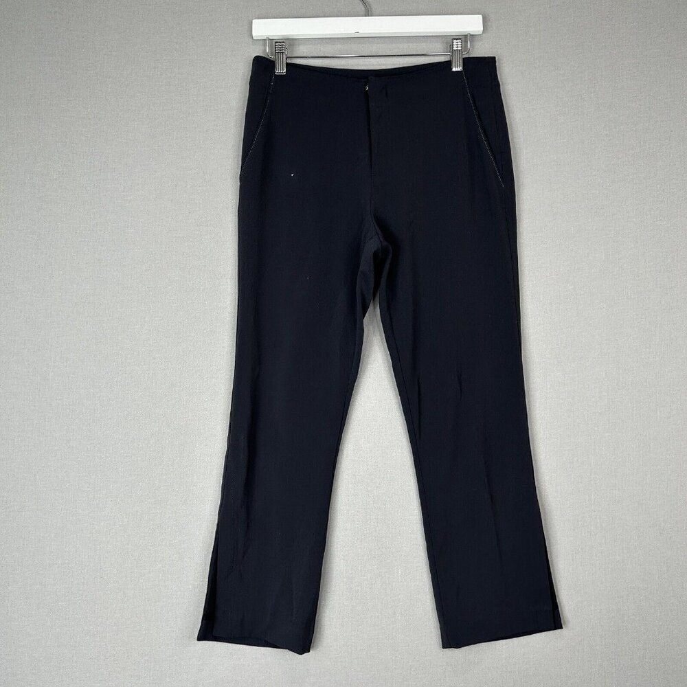 Brochu Walker Womens Dress Pants Small‎ Blue Split Hem Crop Crepe Trouser Work